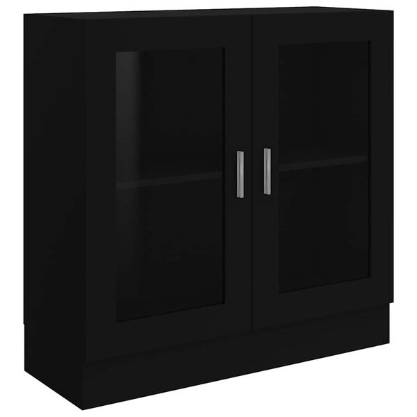 vidaXL Armoire &agrave; vitrine noir 82,5x30,5x80 cm Bois d'ing&eacute;nierie