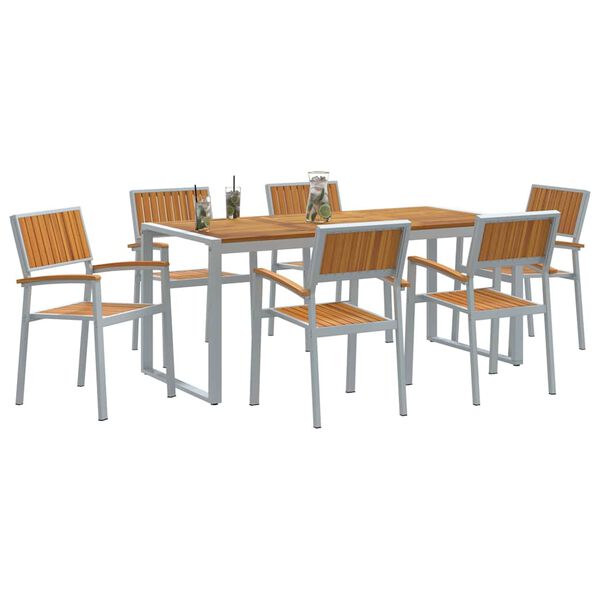 vidaXL Ensemble de salle &agrave; manger pour jardin 7 pcs Gris