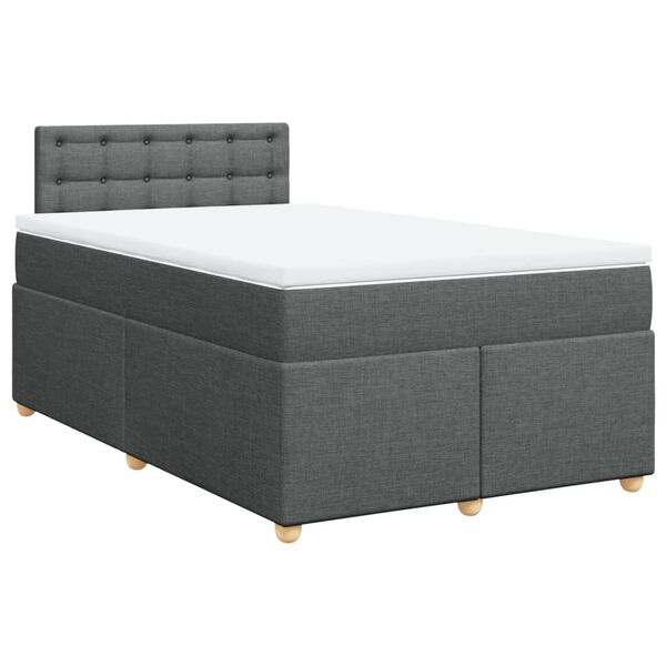 vidaXL Sommier &agrave; lattes de lit avec matelas gris fonc&eacute; 120x190cm tissu