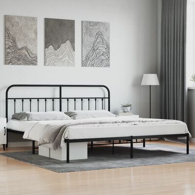vidaXL Cadre de lit métal avec tête de lit noir 193x203 cm