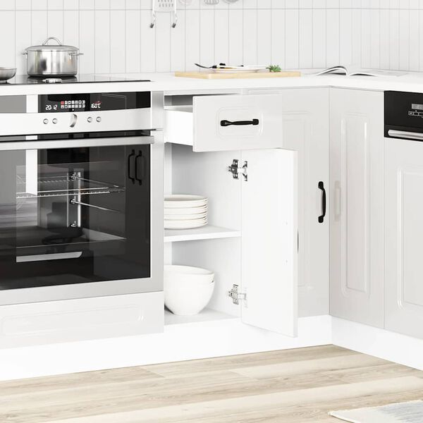 vidaXL Armoire de cuisine Kalmar blanc brillant bois ing&eacute;nierie