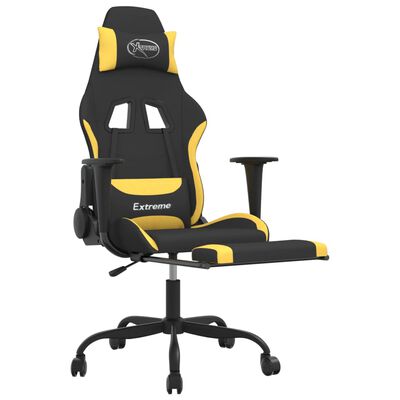 vidaXL Chaise de jeu de massage avec repose-pied Noir et jaune Tissu