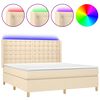 vidaXL Sommier &agrave; lattes de lit matelas et LED Cr&egrave;me 180x200 cm Tissu
