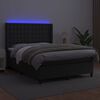 vidaXL Sommier &agrave; lattes de lit matelas LED Noir 140x200cm Similicuir