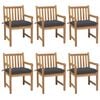 vidaXL Chaises de jardin lot de 6 avec coussins anthracite Teck solide