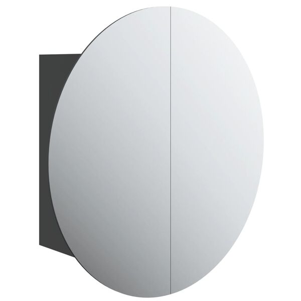 vidaXL Armoire de salle de bain miroir rond et LED Noir 47x47x17,5 cm