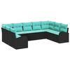 vidaXL Ensemble de canap&eacute; de jardin 9 pcs Noir et turquoise polyrotin