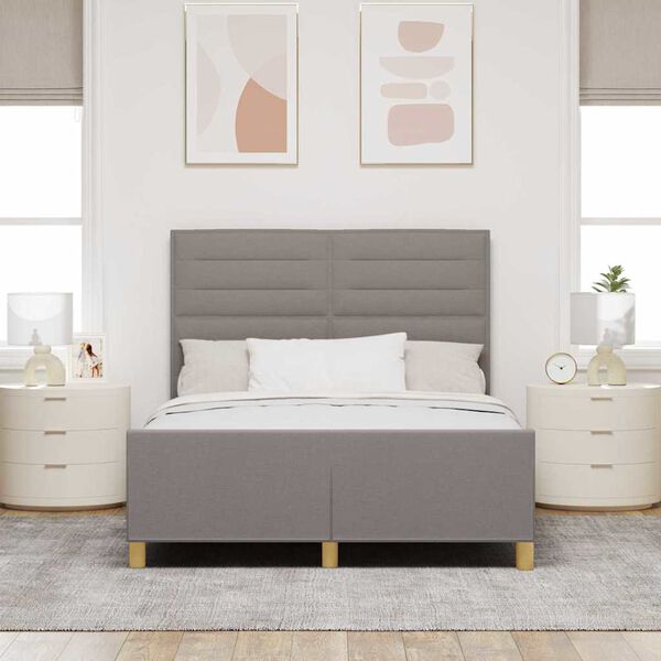 vidaXL Cadre de lit avec t&ecirc;te de lit Taupe 140 x 190 cm tissu