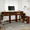 vidaXL Bureau et lumi&egrave;res LED ch&ecirc;ne fum&eacute; 200x104x91cm bois ing&eacute;nierie