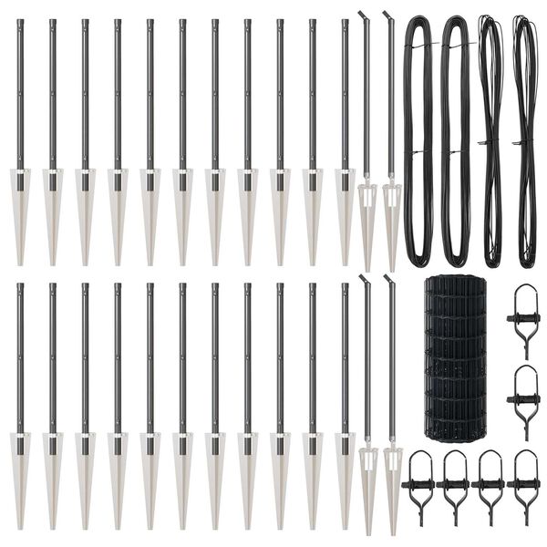 vidaXL Cl&ocirc;ture avec poteau Gris 0,6 x 50 m Acier et PVC