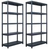 vidaXL &Eacute;tag&egrave;res de rangement 2 pcs Noir 250 kg 80x40x180 cm Plastique