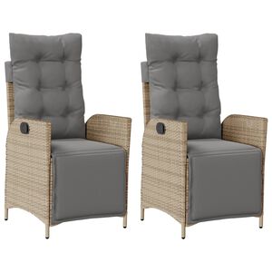 vidaXL Chaises inclinables de jardin lot de 2 avec repose-pied rotin