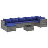 vidaXL Salon de jardin 8 pcs avec coussins Gris R&eacute;sine tress&eacute;e
