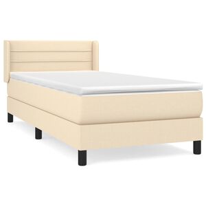 vidaXL Sommier &agrave; lattes de lit avec matelas Cr&egrave;me 80x200 cm Tissu