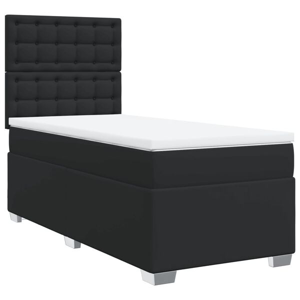 vidaXL Sommier &agrave; lattes de lit avec matelas Noir 90x190 cm Similicuir