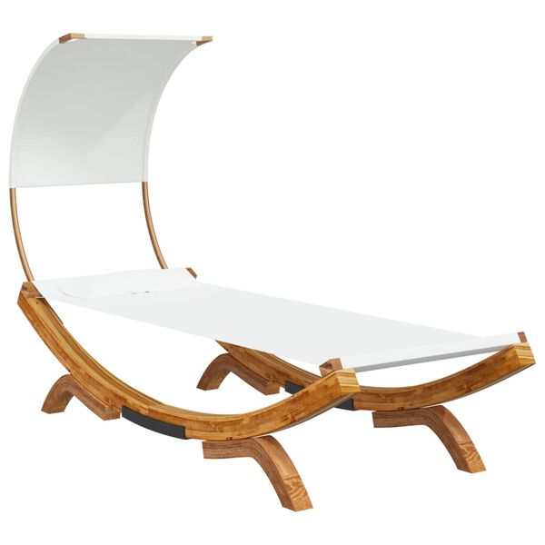 vidaXL Lit repos avec auvent 100x200x126 cm Bois courb&eacute; massif Cr&egrave;me