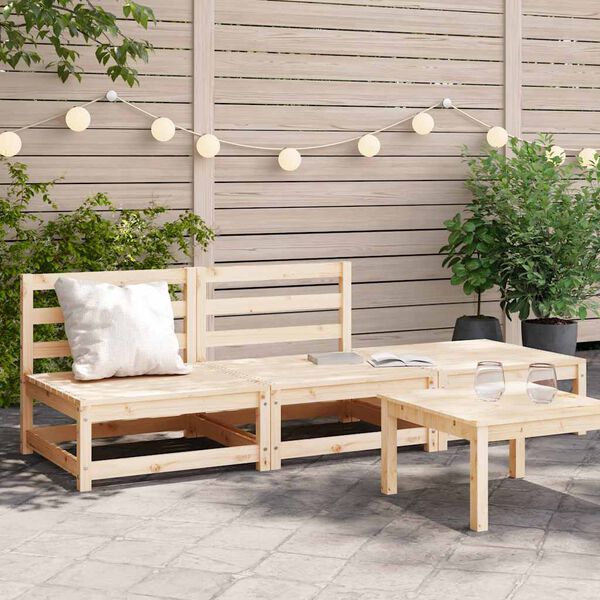 vidaXL Salon de jardin 3 pcs bois massif de pin