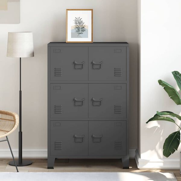 vidaXL Coffre de rangement industriel Anthracite 75x40x115 cm M&eacute;tal