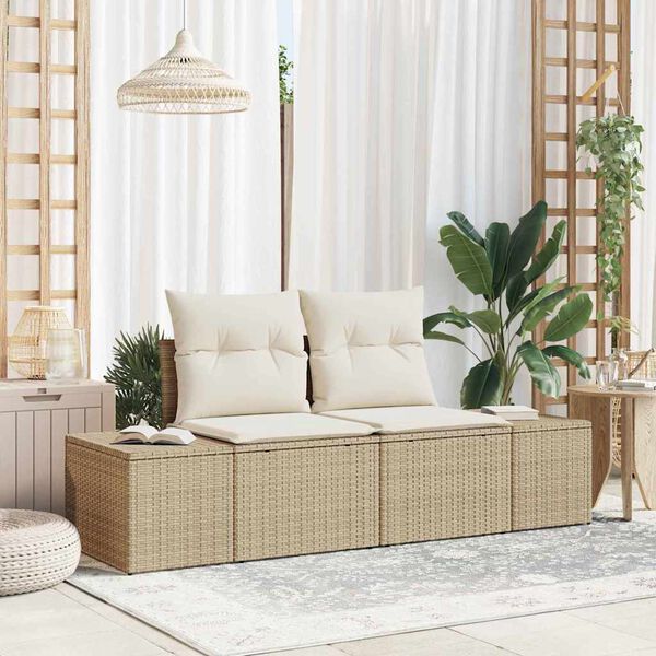 vidaXL Canap&eacute; de jardin Beige 123 x 62 x 69 cm polyrotin