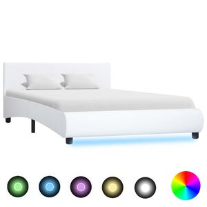 vidaXL Cadre de lit avec LED sans matelas blanc 140x200 cm