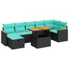 vidaXL Salon de jardin avec coussins 8 pcs gris r&eacute;sine tress&eacute;e acacia