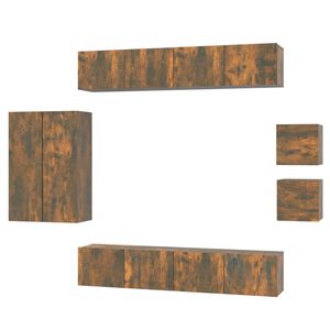 vidaXL Ensemble de meubles TV 8 pcs Ch&ecirc;ne fum&eacute; Bois d'ing&eacute;nierie