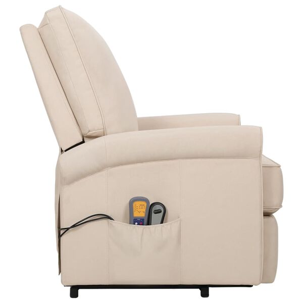 vidaXL Fauteuil de massage Cr&egrave;me Tissu