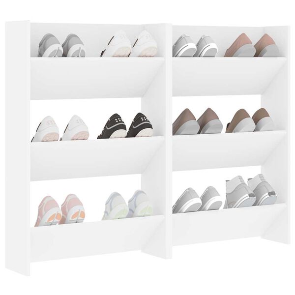 vidaXL Armoires &agrave; chaussures murales 2 pcs Blanc 60x18x90 cm Agglom&eacute;r&eacute;