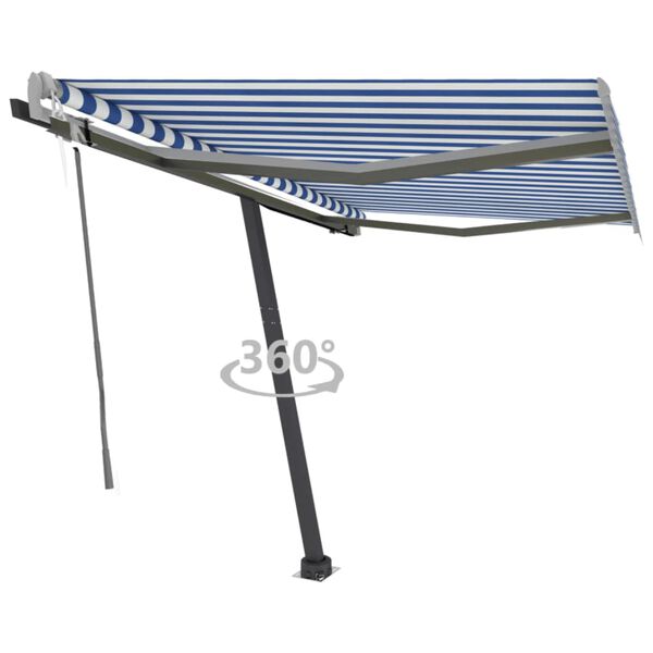 vidaXL Auvent automatique sur pied 300x250 cm Bleu/Blanc