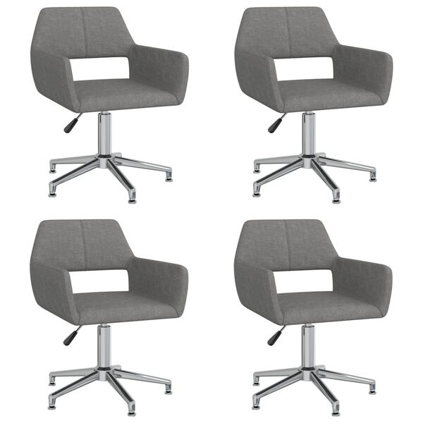 vidaXL Chaises pivotantes &agrave; manger lot de 4 Gris clair Tissu