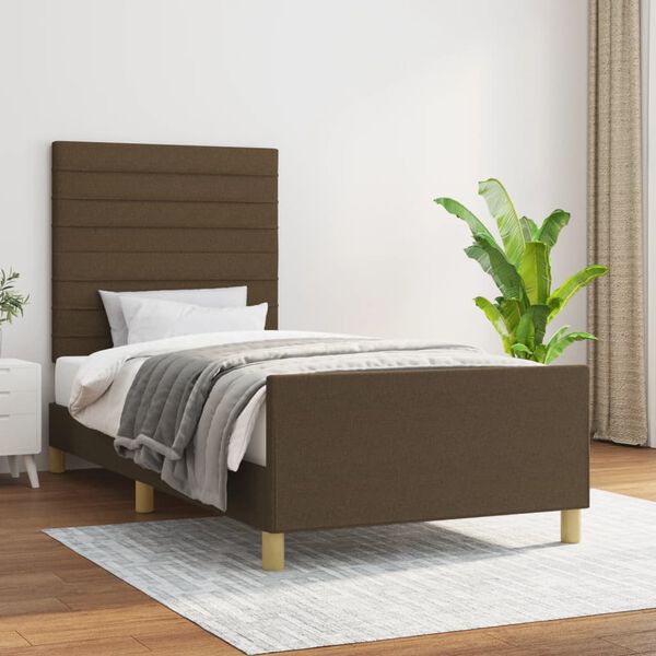 vidaXL Cadre de lit sans matelas marron fonc&eacute; 90x190 cm tissu