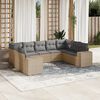 vidaXL Salon de jardin avec coussins 9 pcs beige r&eacute;sine tress&eacute;e