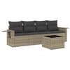 vidaXL Salon de jardin 5 pcs avec coussins gris clair r&eacute;sine tress&eacute;e