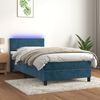 vidaXL Sommier &agrave; lattes de lit avec matelas et LED Bleu fonc&eacute; 90x190cm