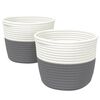 vidaXL Paniers de rangement 2 pcs gris et blanc &Oslash;24x18 cm coton