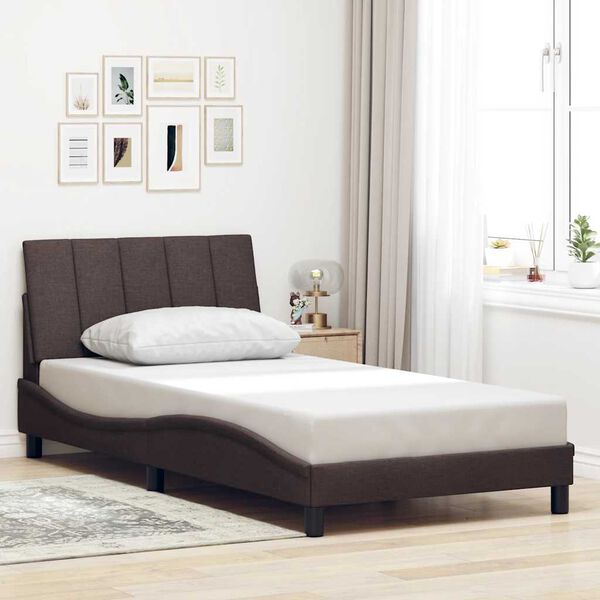 vidaXL Cadre de lit sans matelas Hanko marron fonc&eacute; 100x200 cm tissu