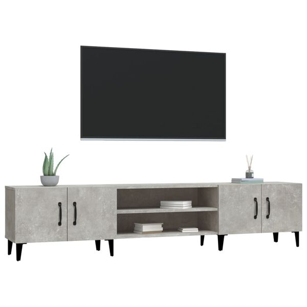 vidaXL Meuble TV gris béton 180x31,5x40 cm bois d'ingénierie