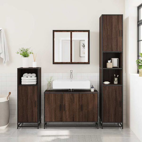 vidaXL Armoire de lavabo de salle de bain ch&ecirc;ne marron 90x33x60 cm