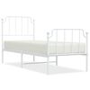 vidaXL Cadre de lit m&eacute;tal sans matelas avec pied de lit blanc 75x190cm