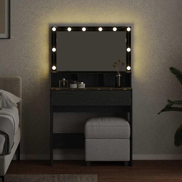 vidaXL Table de Toilette avec tiroir Chêne noir 80 x 41 x 134,5 cm