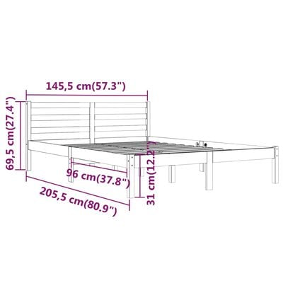 vidaXL Cadre de lit sans matelas bois massif de pin 140x200 cm