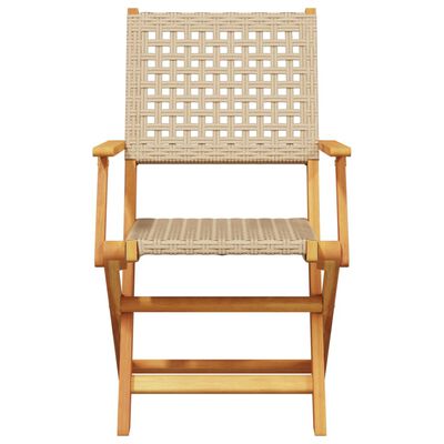 vidaXL Chaises de jardin lot de 2 beige bois massif d'acacia et rotin