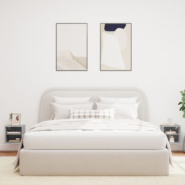 vidaXL Meubles TV muraux et lumi&egrave;res LED 2pcs gris b&eacute;ton 30x28,5x30 cm