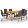 vidaXL Ensemble &agrave; manger de jardin 7 pcs Marron