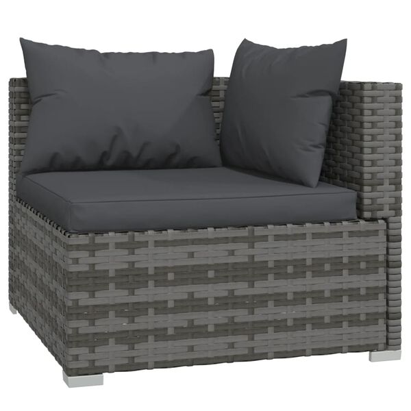 vidaXL Salon de jardin 9 pcs avec coussins Gris R&eacute;sine tress&eacute;e