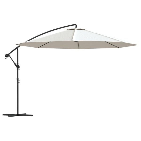 vidaXL Parasol de jardin en porte-&agrave;-faux 3,5 m blanc sable