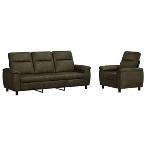 vidaXL Ensemble de Canap&eacute;s 2 pcs Vert arm&eacute;e Simili daim
