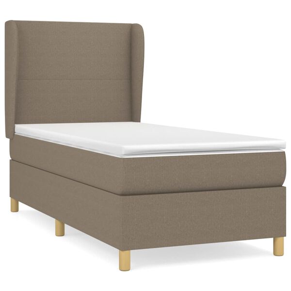 vidaXL Sommier &agrave; lattes de lit avec matelas Taupe 100x200 cm Tissu