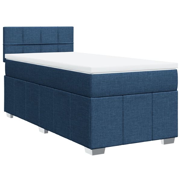 vidaXL Sommier &agrave; lattes de lit avec matelas Bleu 90x200 cm Tissu
