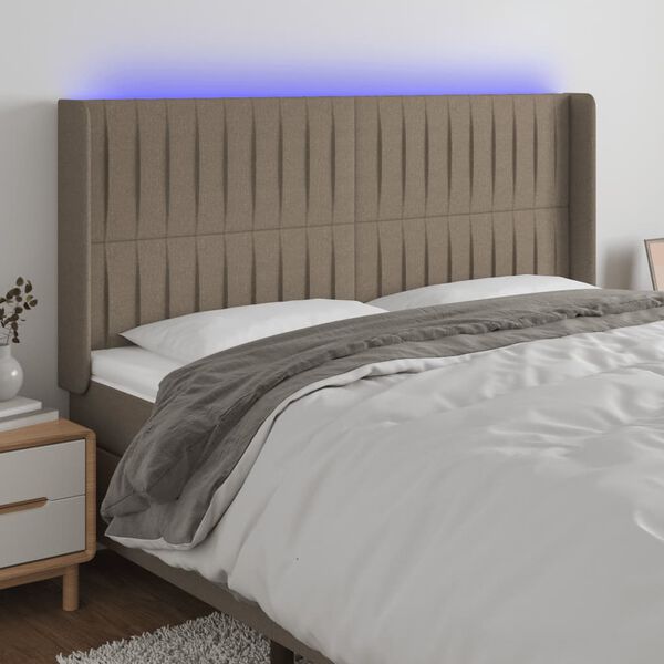vidaXL T&ecirc;te de lit &agrave; LED Taupe 163x16x118/128 cm Tissu